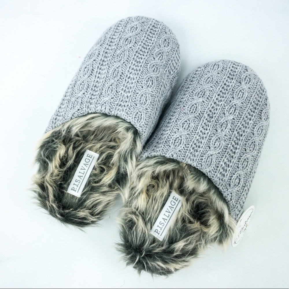 FabFitFun PJ Salvage Grey Cableknit Slippers